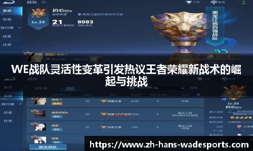 WE战队灵活性变革引发热议王者荣耀新战术的崛起与挑战